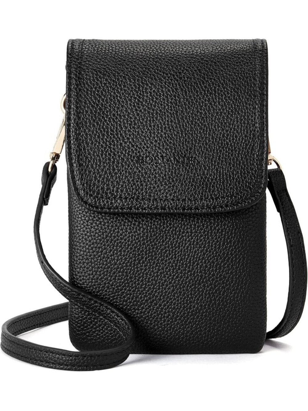 BOSTANTEN Women's Bag Black Vegan Leather Crossbody Cell Phone Bag Wallet Purses